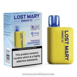 LOST MARY Vape Australia - Pineapple Passion Fruit Lemon LOST MARY DM600 X2 Disposable Vape N2R6191